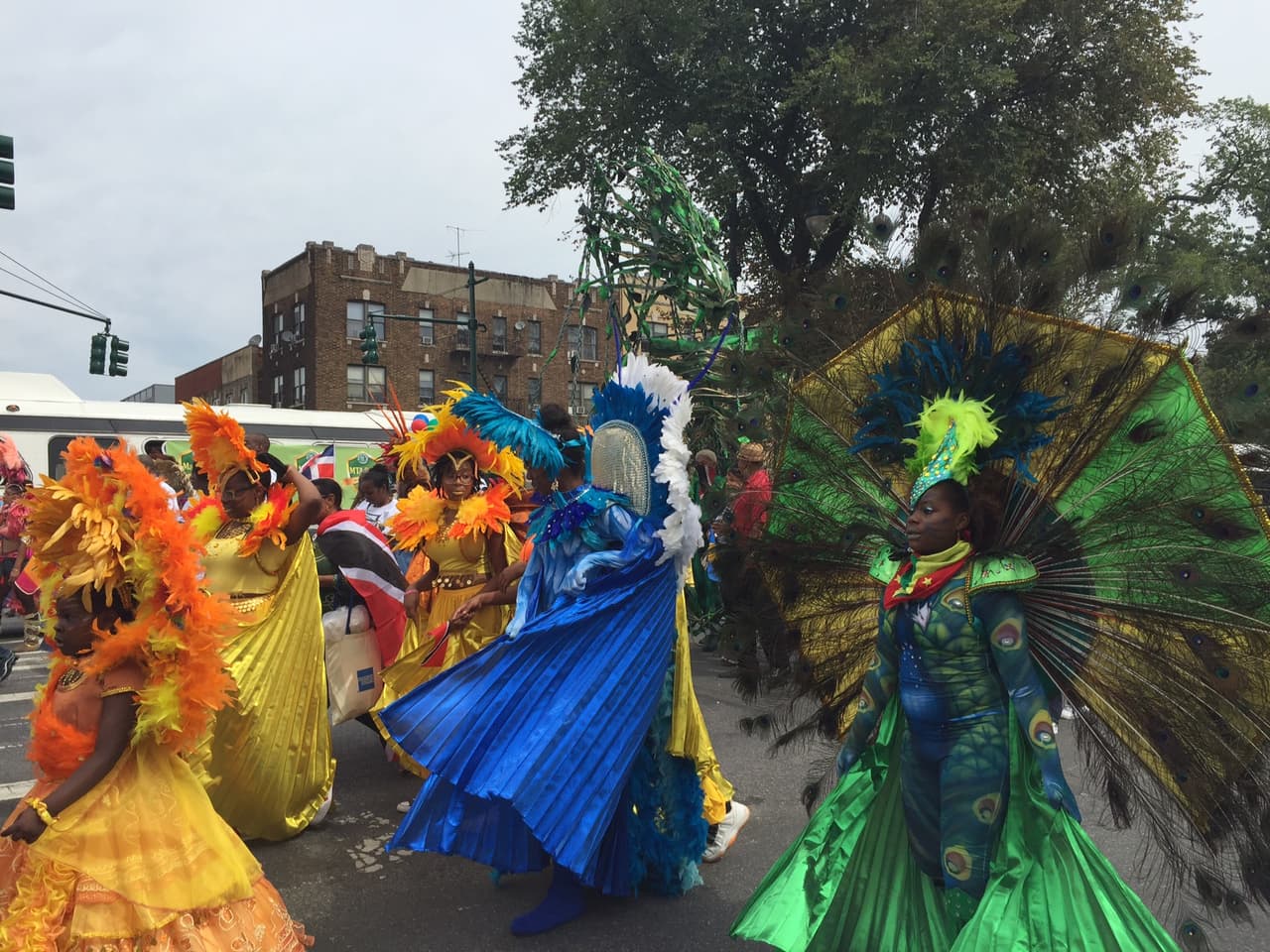 La alegría del carnaval se expresa también a través de los vestuarios de muchos de los participantes de la parada del Día de las Indias Occidentales.