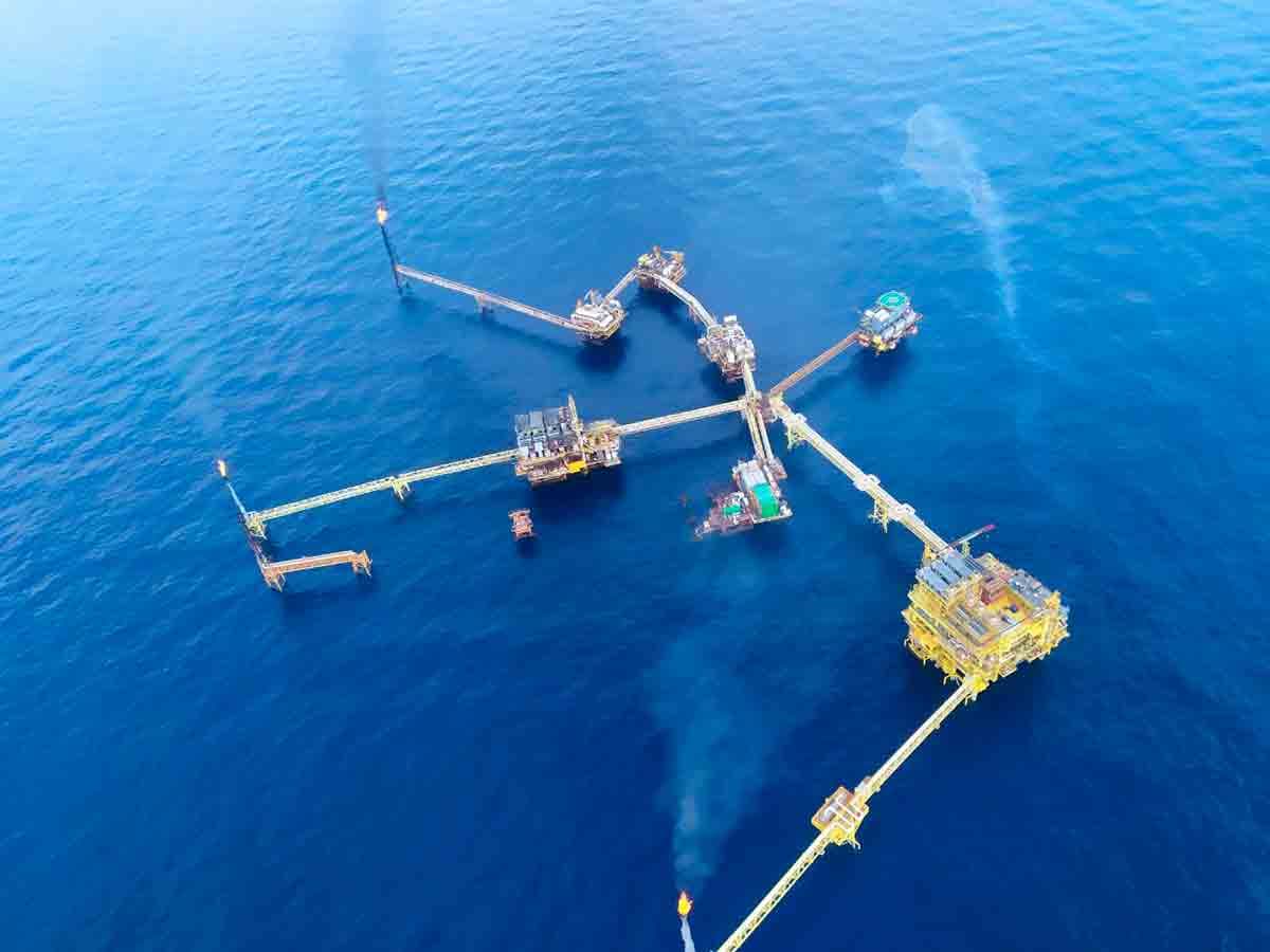 Una platforma petrolera en el Golfo de Mexico