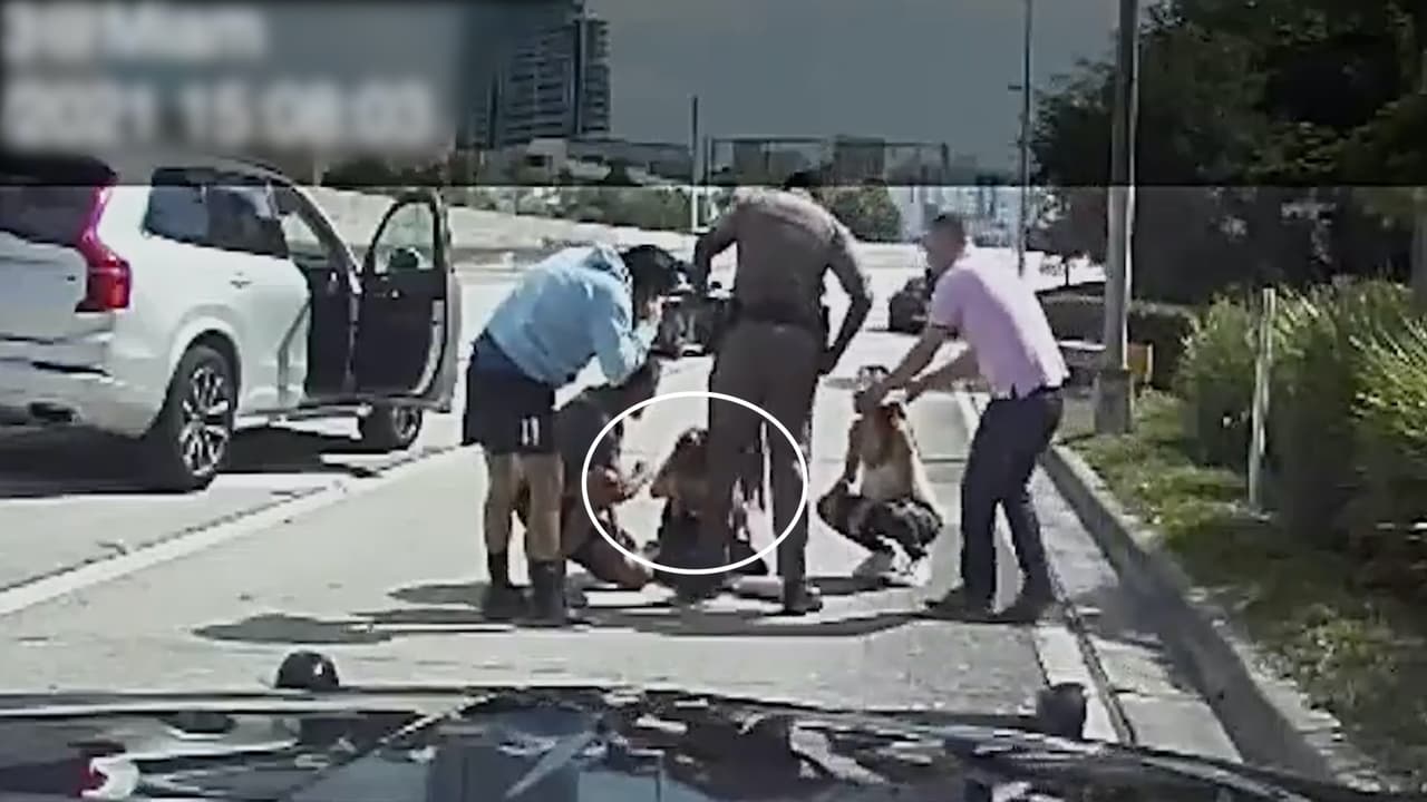 Así logra un policía reanimar a un bebé en el medio del tráfico de la I-95 