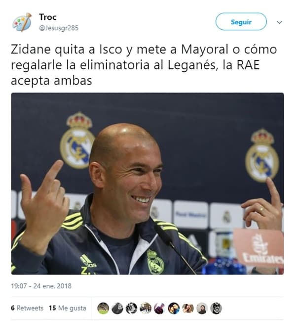 Real Madrid y su eliminación de la Copa del rey a manos del Leganés en el Santiago Bernabéu son motivos de burlas en redes, desde la campaña de Zidane esta temporada hasta incidencias de la derrota.