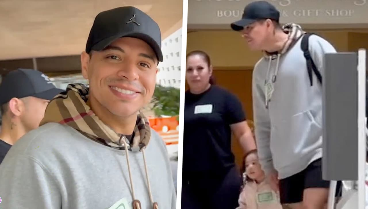 Sorprendimos a Eduin Caz en San Diego visitando a su recién nacido