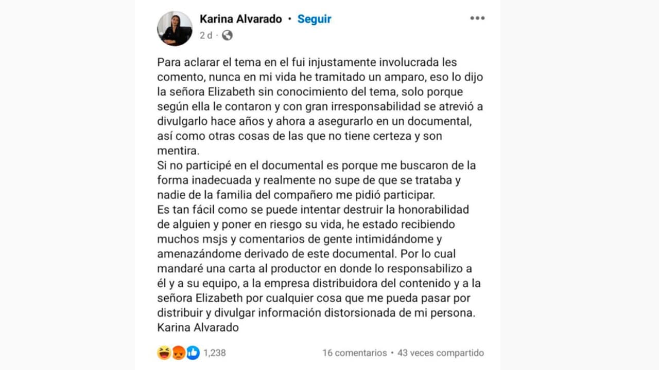 Captura Facebook Karina Alvarado