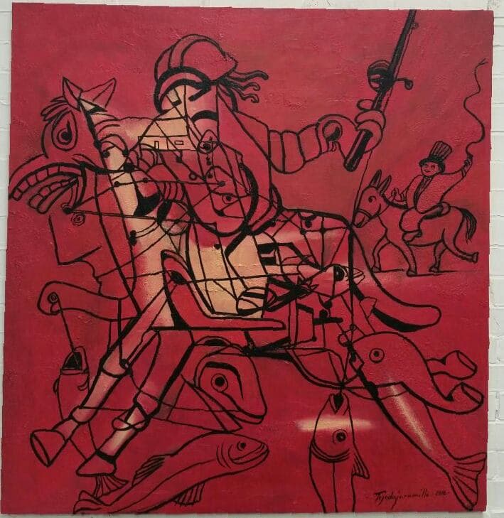 El óleo titulado ‘El Quijote enseñando a pescar’.