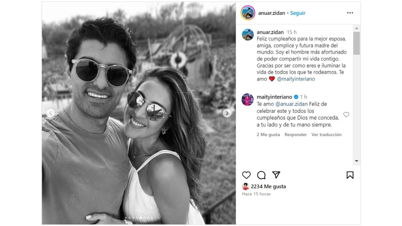 Anuar Zidan le deseó un feliz cumpleaños a Maity Interiano.