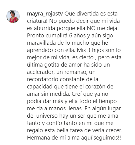 En este mensaje le escribió a su fallecida hermana para hacerle saber que su hija está muy bien.