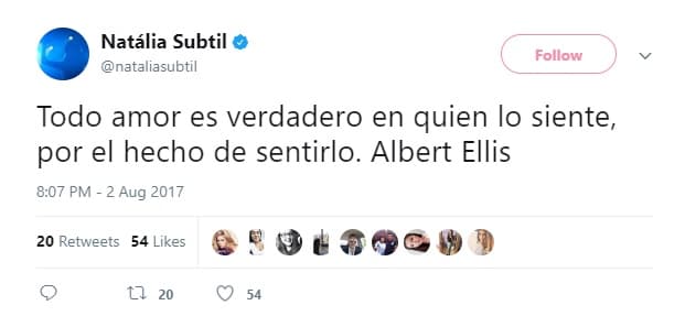 Desde ese momento, la guapa modelo, expareja de Sergio Mayer Mori se ha puesto bastante sentimental en su cuenta del pajarito, compartiendo mensajes como éste.