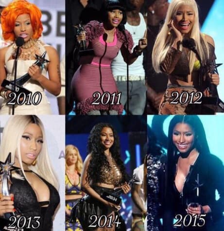 En sus redes sociales, Nicki publicó una foto de todas las ocasiones que había triunfado en esa entrega de premios. La artista ha ganado seis veces el mismo premio de Mejor Artista.