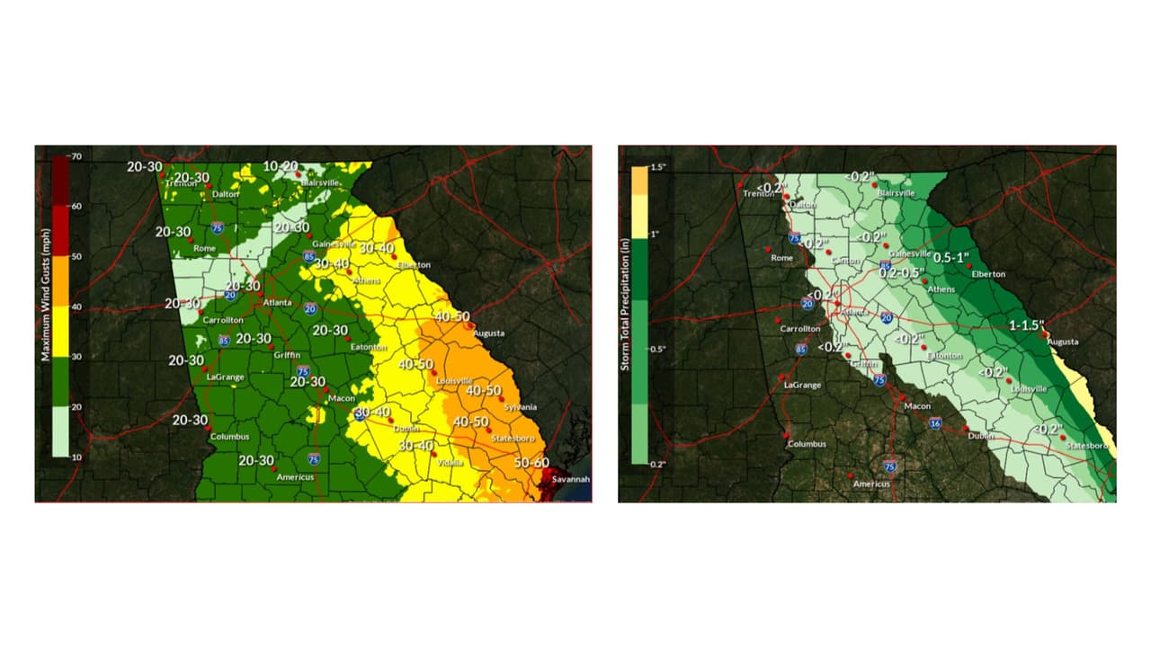 Estas son las zonas de Georgia que resultarían afectadas por Ian