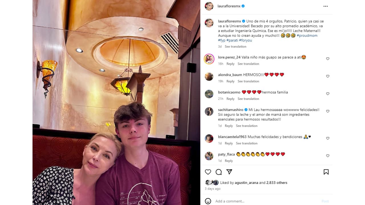 Laura Flores y su hijo Patricio.