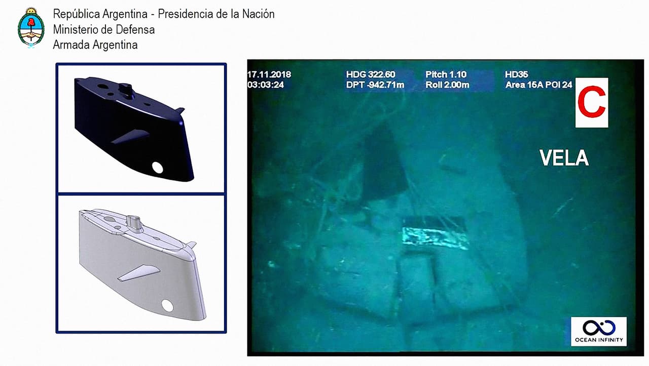<b>La vela del ARA San Juan</b>. Esta es la sección superior del submarino. El gobierno argentino informó que no tienen la tecnología necesaria para sacar la nave del fondo del mar. La decisión de lo que se hará con los restos del submarino quedó en manos de una jueza.