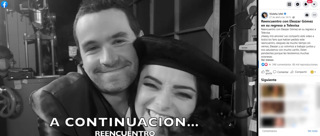 Violeta Isfel y Eleazar Gómez se reencontraron en el programa '+ Noche'.