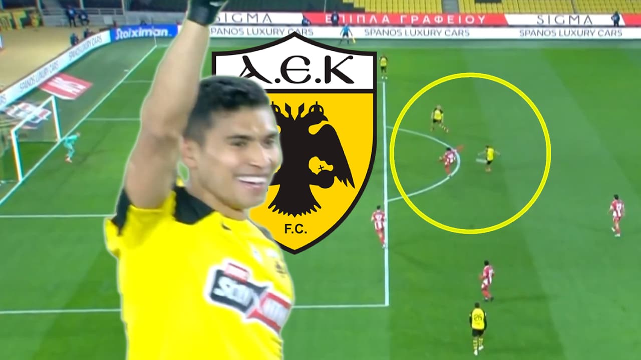¡Qué pegada! Orbelín Pineda anota brutal golazo con el AEK Atenas