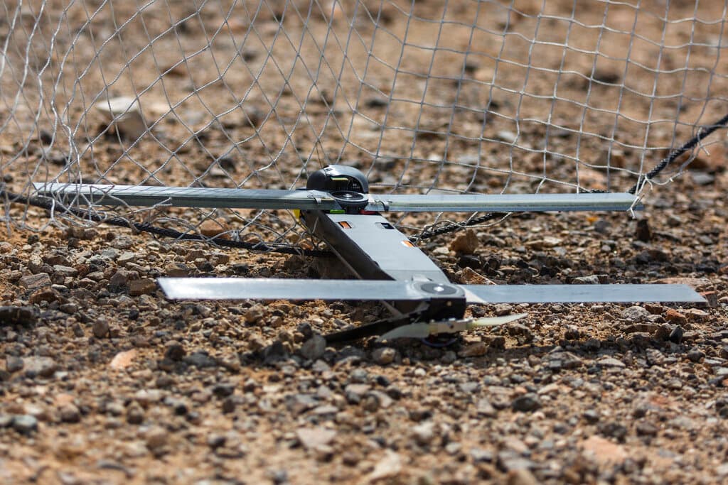 This image provided by the U.S. Marine Corps, shows a Switchblade 300 10C drone system being used as part of a training exercise in California, on Sept. 24, 2021.