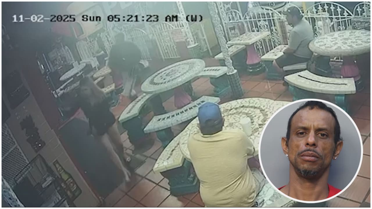 Video muestra el momento en que asaltan a mano armada a una mujer en un restaurante de Miami