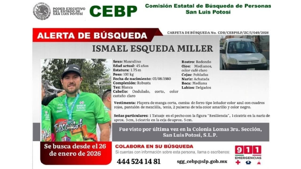 La ficha de búsqueda del nieto de Lucha Villa.