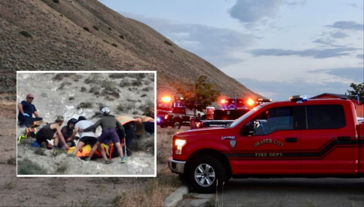 Bomberos rescatan a excursionista que cayó en un parque de Draper City