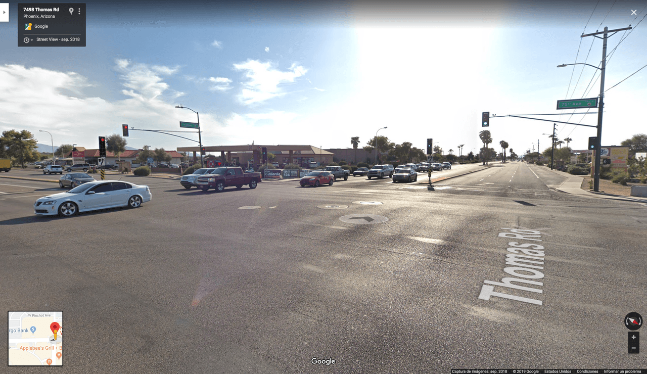 En la intersección entre la avenida 75 y Thomas Road se han registrado 178 choques.
<br>