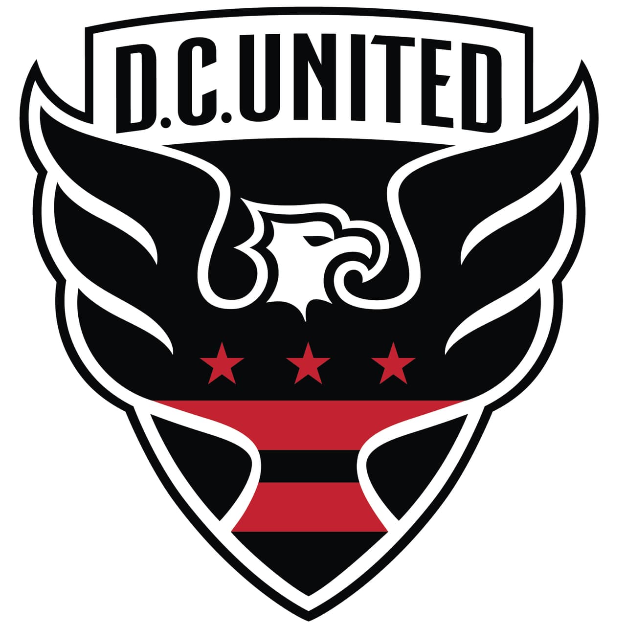 Más estilizado que en versiones anteriores, este es el escudo oficial de D.C. United desde 2016.