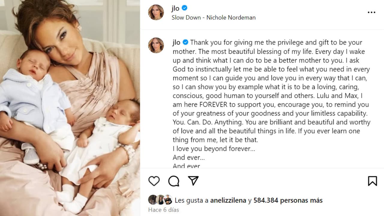 Esta fue una de las dos publicaciones que hizo Jenifer López el pasado Dia de las Madres.