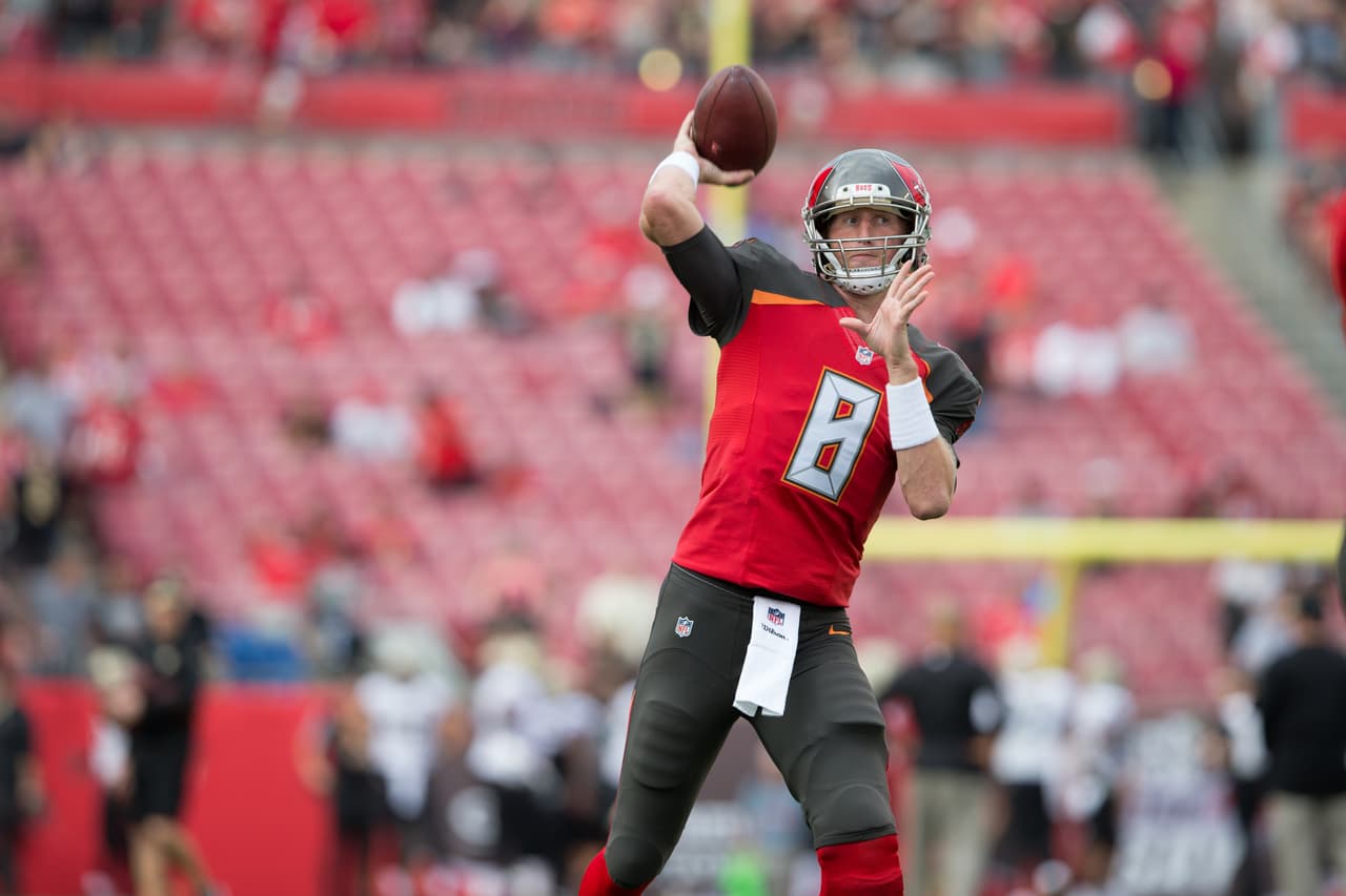 Tampa Bay Buccaneers quarterback Mike Glennon (8) throws a pass during warm ups prior to an NFL football game at Raymond James Stadium, Sunday, Dec. 11, 2016 in Tampa, Fla. The Buccaneers defeated the Saints 11-16. (Perry Knotts via AP)