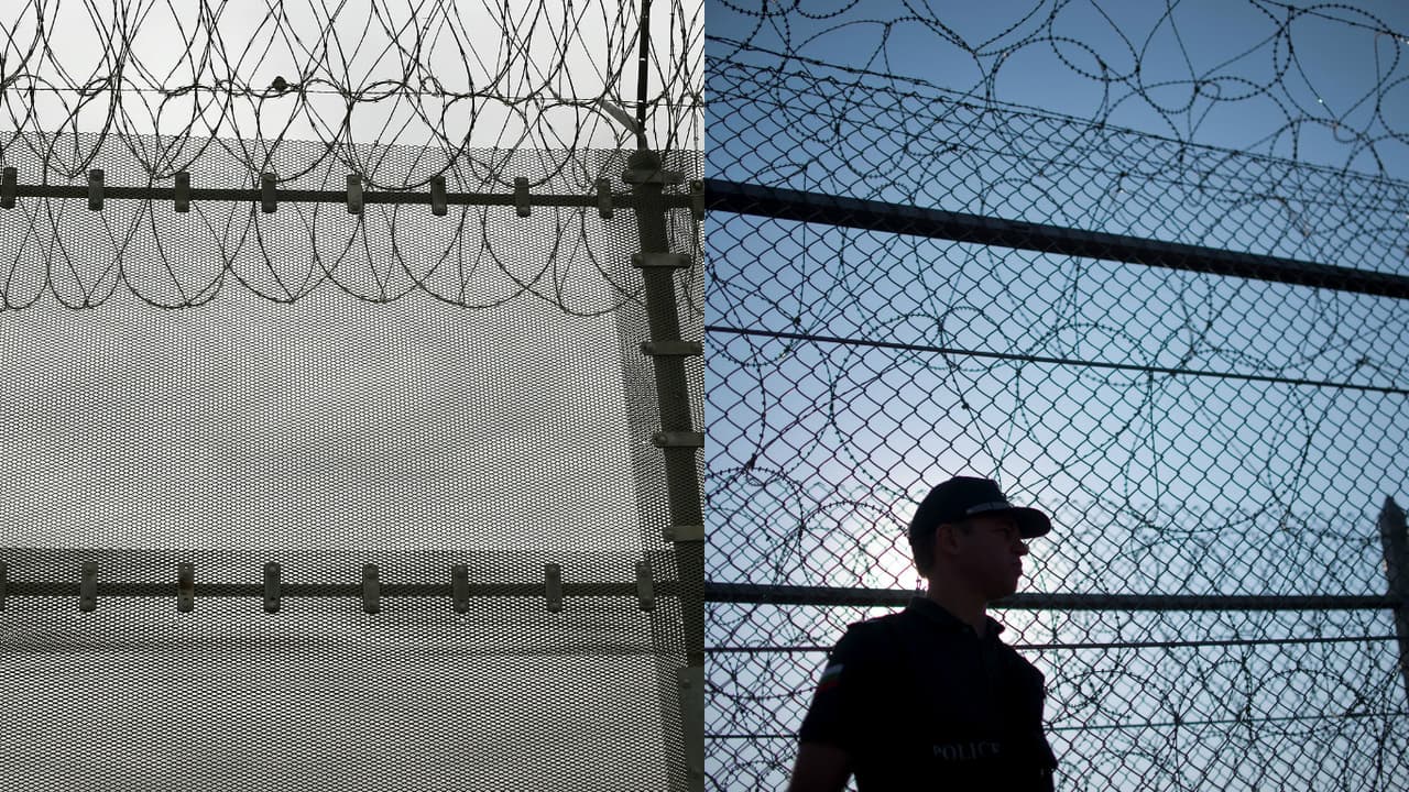 Una valla fronteriza en San Ysidro, California, y otra en Lesovo, Bulgaria