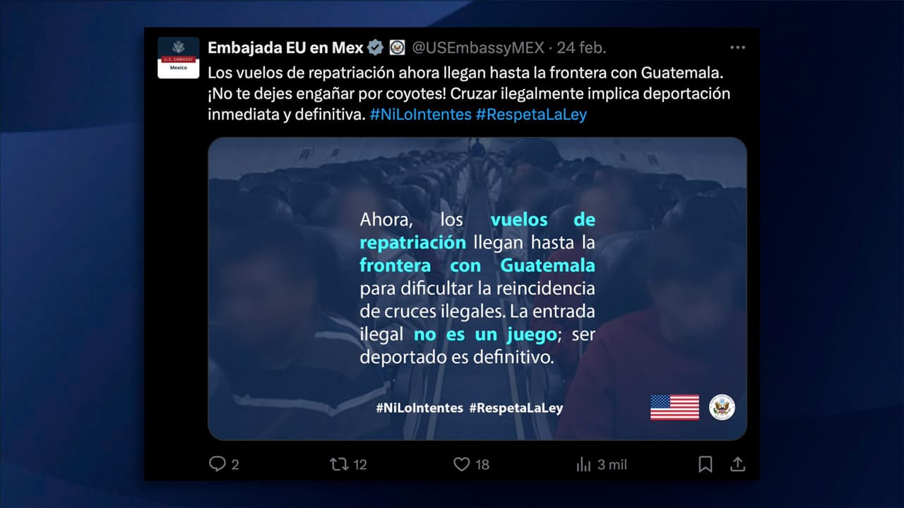 Los vuelos de repatriación a México llegarán hasta la frontera con Guatemala