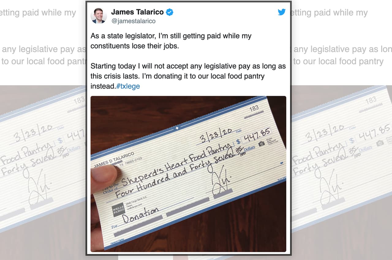 Representante del estado de Texas anuncia donará su salario en medio de situación con coronavirus