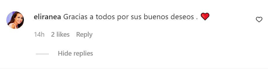 Fueron varios los mensajes de felicitación que recibió la pareja y que la propia Elisabeth Renea reconoció:
<b>"Gracias a todos por sus buenos deseos"</b>, escribió.
<br>