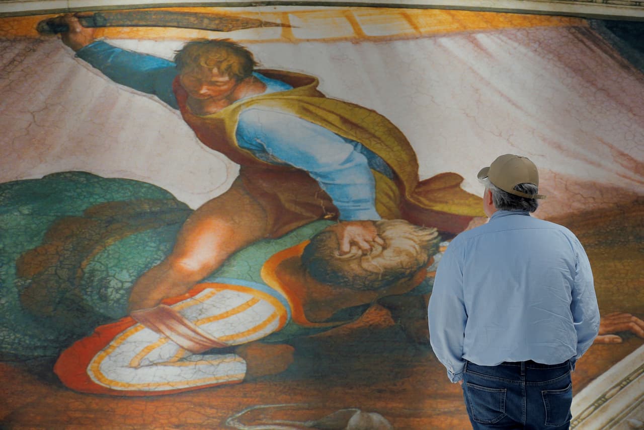 El objetivo es que los visitantes admiren el arte de forma tan cercana a como lo hizo el mismo Miguel Ángel, explicó a The Daily News Scott Sanders, el jefe creativo de Global Entertainment for Westfield, el mall ubicado dentro de esta estación. (Lucas Jackson/Reuters)