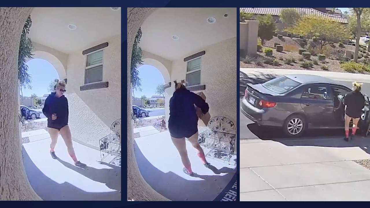 Captan en video a una mujer sospechosa de robar un paquete en la ciudad de Peoria