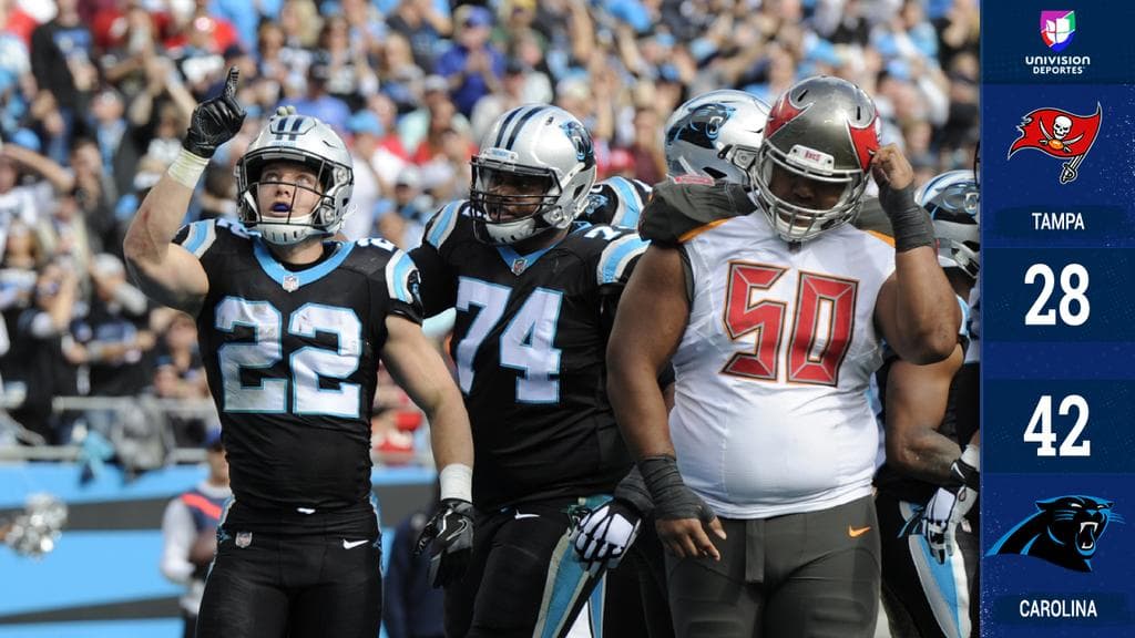 <b>Tampa Bay 28-42 Carolina</b>. Cam Newton y su corredor Christian McCaffrey se encargaron de demoler a los Buccaneers. Ryan Fitzpatrick lanzó cuatro touchdowns por Tampa Bay.