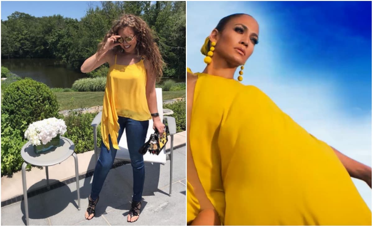 Los gustos de Thalía y Jennifer Lopez también han coincidido en colores similares como estos outfits en amarillo.