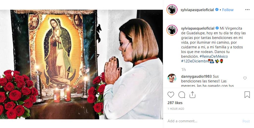 Este 2019 la dinastía Pinal vivió en medio de la polémica debido a que se destapó el distanciamiento de Frida Sofía con Alejandra Guzmán y los demás miembros de la familia. 
<b><a href="https://www.univision.com/famosos/a-sus-70-anos-sylvia-pasquel-se-desnuda-por-primera-vez-en-una-pelicula-y-supera-sus-miedos-fotos">Sylvia Pasquel</a></b> aprovechó la fecha para hacerle una petición a la Virgen Morena: "Mi virgencita de Guadalupe, hoy en tu día te doy las 
<b>gracias por tantas bendiciones en mi vida</b>, por iluminar mi camino, por cuidarme a mi, a mi familia y a todos los que me rodean. Danos tu bendición".