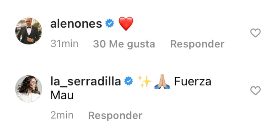 Sus amigos actores lamentaron la noticia y le dedicaron cariñosos mensajes en Instagram. "Fuerza Mau", escribió la actriz Ana Serradilla.