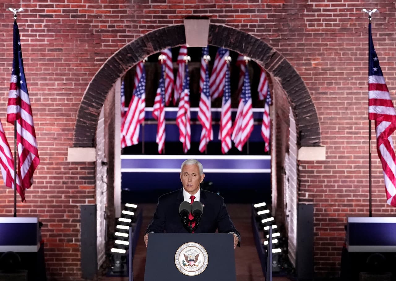 Mike Pence acepta la nominación vicepresidencial del Partido Republicano el 26 de agosto del 2020 en el Fort McHenry en Baltimore, Maryland.