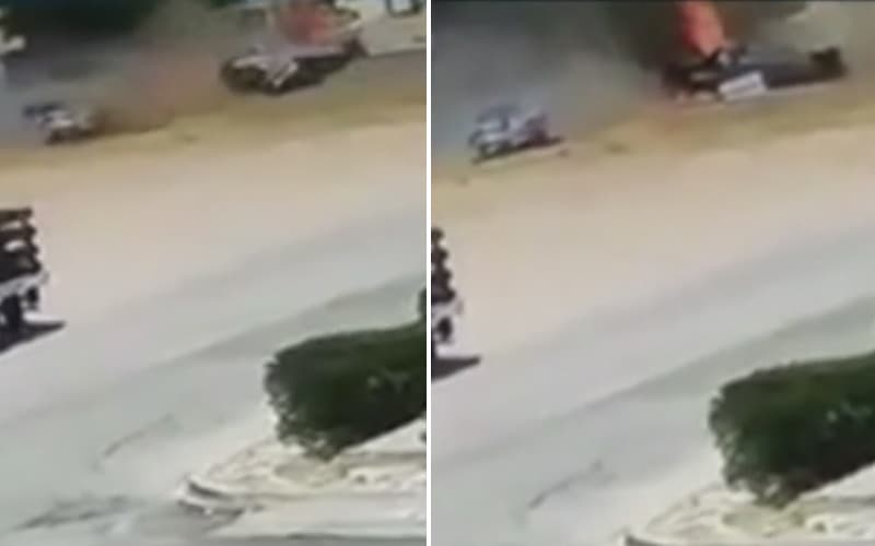 Imágenes muestran como el carro que transportaba a 4 miembros de una familia se volcó y luego quedó prendido en llamas tras colisionar con otro vehículo este pasado lunes.