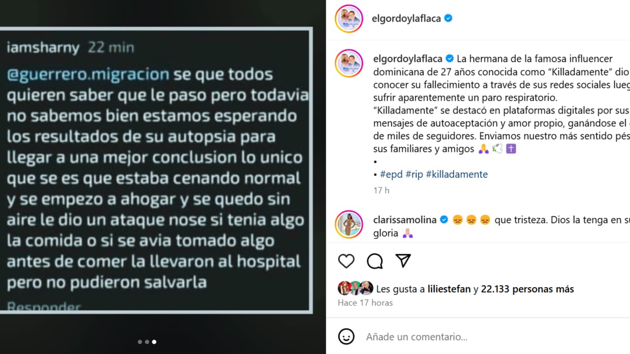 Según este relato compartido desde la cuenta de Instagram de El Gordo y La Flaca, 'Killadamente' murió supuestamente mientras "estaba cenando".