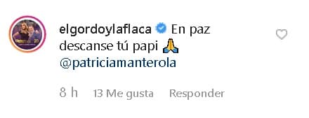 La cuenta del show de 
<b><a href="https://www.instagram.com/elgordoylaflaca/" target="_blank">El Gordo y La Flaca</a></b> también le transmitió apoyo: "
<b>En paz descanse </b>tu papi".