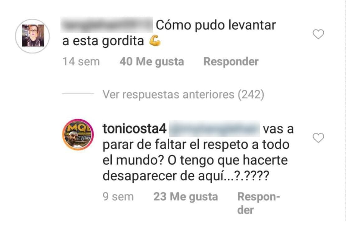 El bailarín no permite las ofensas en su perfil, por eso en varias ocasiones les ha puesto un alto a quienes opinan
<b>faltando al respeto</b>.