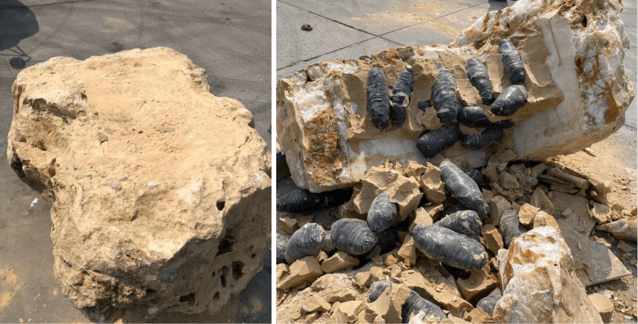 "Narcorocas": decomisan cerca de $4 millones en droga dentro de gigantescas rocas provenientes de México