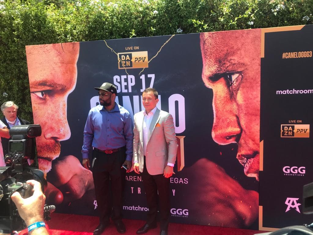 Conferencia de prensa de la trilogía entre el mexicano Saúl 'Canelo' Álvarez y el kazajo Gennady Golovkin 'GGG' en Los Angeles.