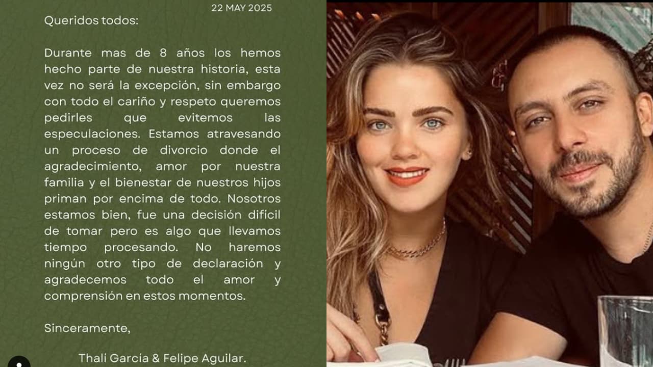 Thalí García y Felipe Aguilar anunciaron su divorcio en un comunicado conjunto.
