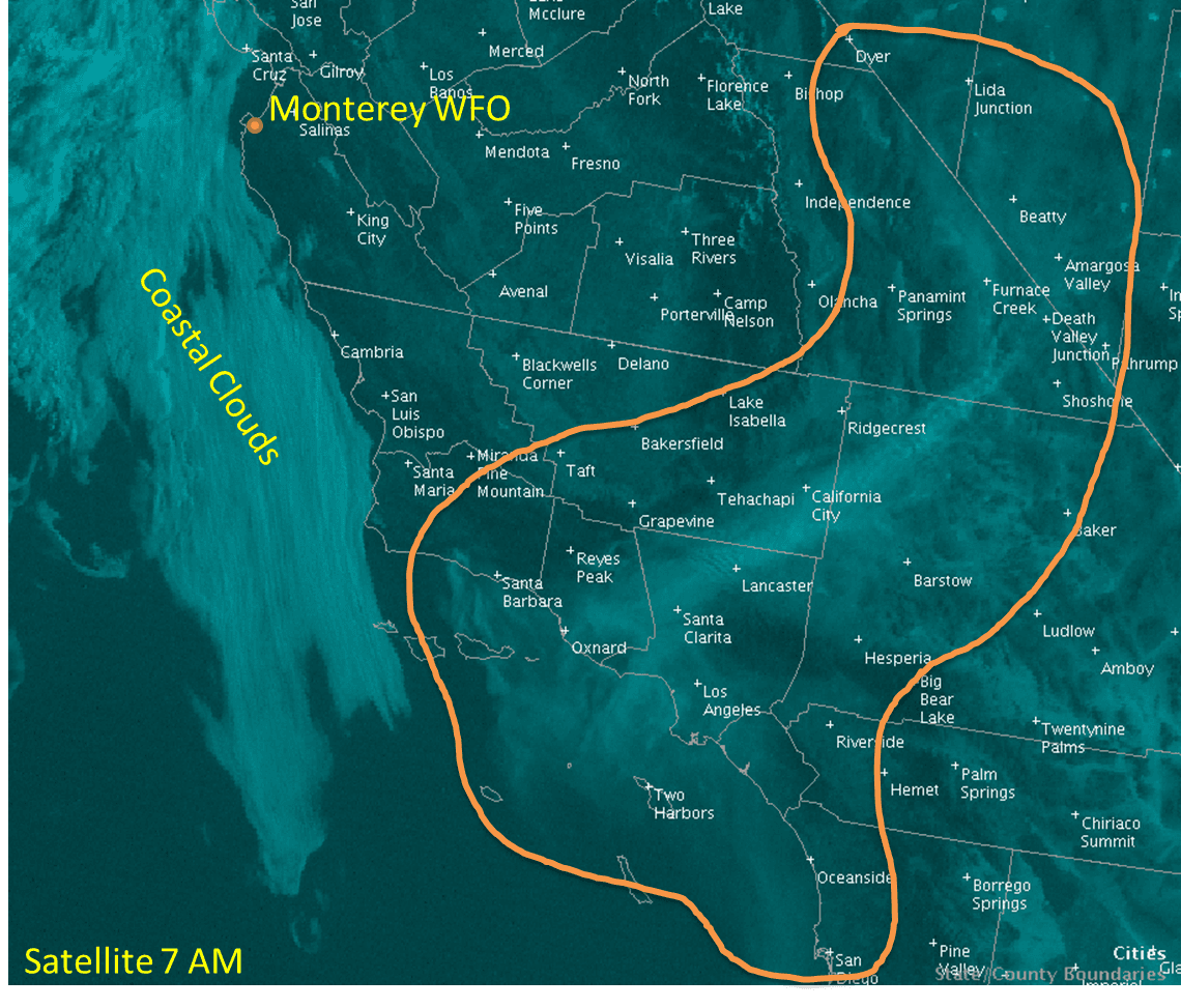 El incendio de Santa Bárbara visto desde un satélite.
