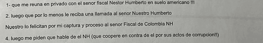Fragmento del mensaje del exfiscal Moreno