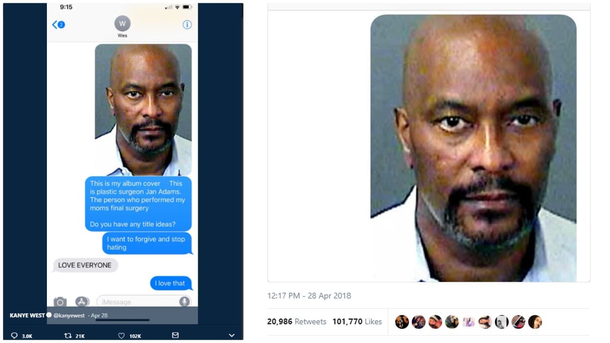 El sábado pasado, el también diseñador de 40 años publicó en Twitter una foto del cirujano responsable de la operación, el doctor Jan Adams, con el mensaje: “Esta es la portada de mi álbum”.