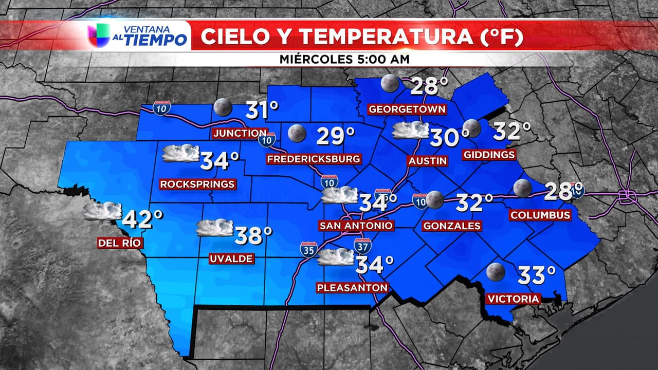 Siguen las temperaturas frías con una máxima de 48 grados en Austin