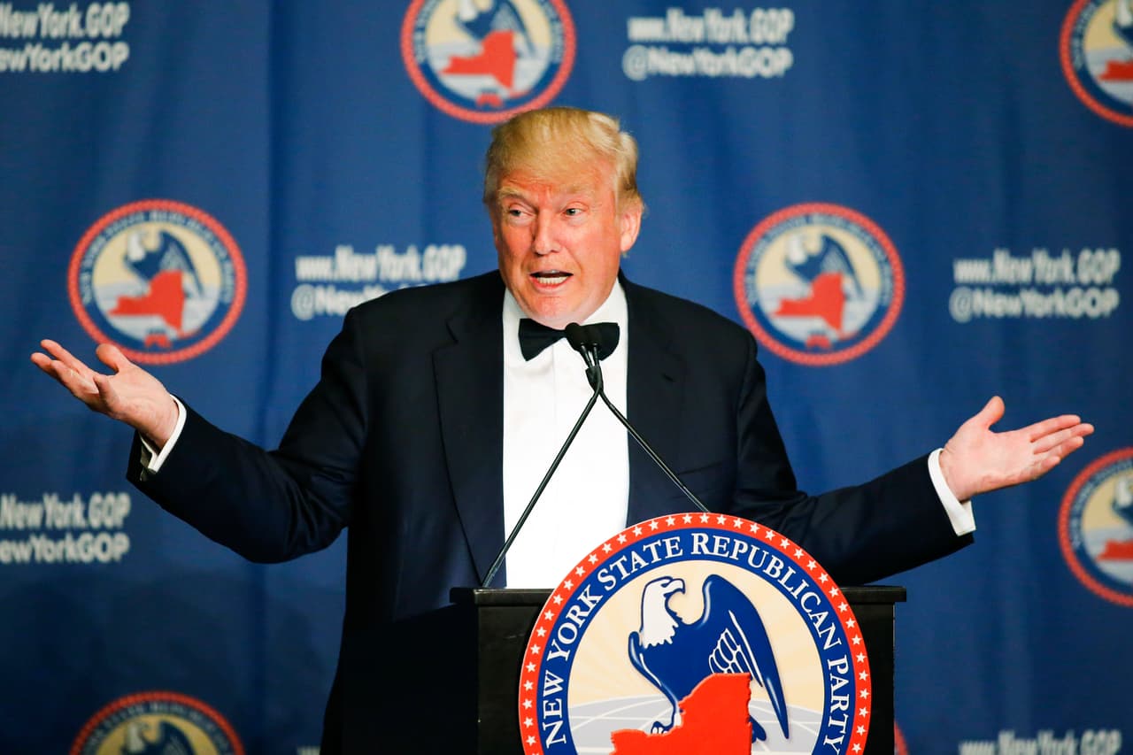 Donald Trump, otro de los candidatos que se muestra como un orgulloso neoyorkino en este, su estado natal. En la imagen, el candidato en la Gala anual del partido Republicano el pasado 14 de abril.