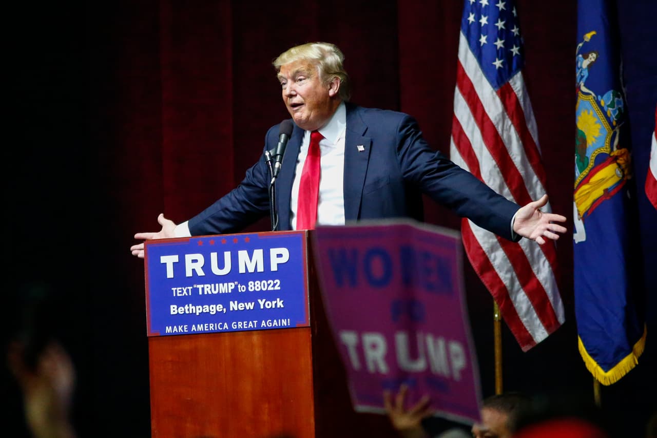 El candidato en un evento en Long Island, el pasado 6 de abril. El magnate viene de perder en Wisconsin y de sostener varias peleas con el partido republicano porque él considera que el sistema electoral "es injusto". Nueva York puede ser su gran vuelta a la victoria.