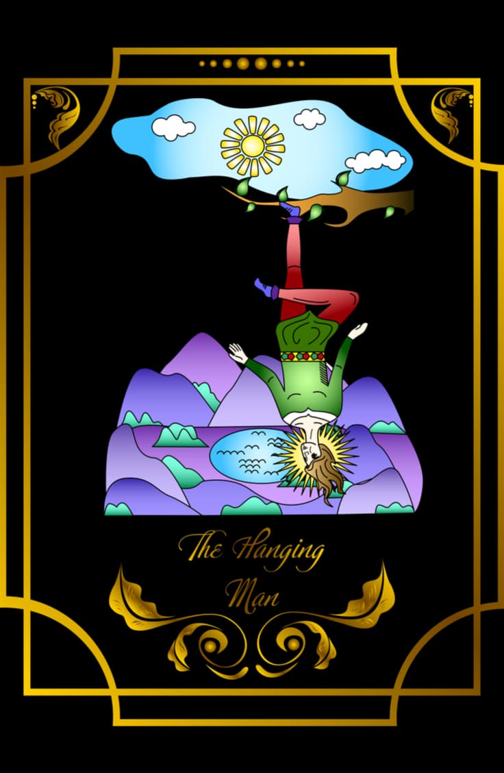Aunque uno pudiera pensar que la interpretación de esta carta sería algo negativo, por la forma en que está colgado el hombre, que podría estar en peligro o en una terrible situación a merced de cualquier cosa, en realidad la carta del Colgado es una de muchas lecturas, que invita en general a la introspección.