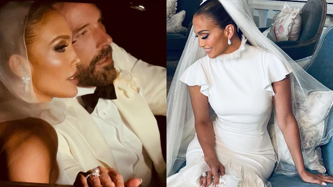 Las fotos inéditas de la mega boda de JLo y Ben Affleck: nuevos detalles de sus 3 vestidos de novia
